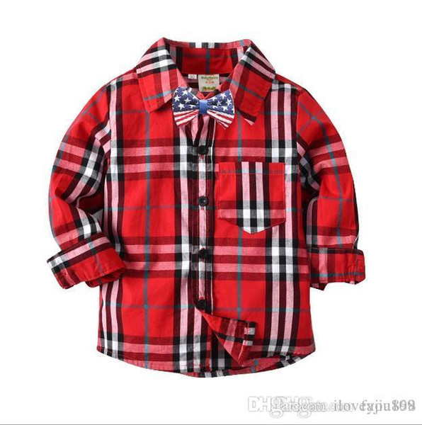 Handsome look Boy Red Checkered Shirt Contrast Color Black Checks Shirts Mix Different Size 10pcs/lot