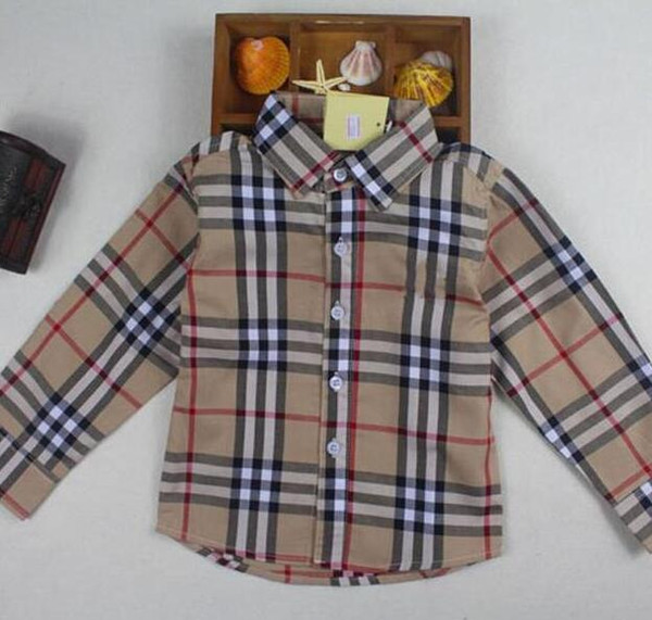 Boys Shirt Children Plaid Long Sleeve Single Breasted Shirts England Style Kids Designer Brand Clothes For Boy Tops