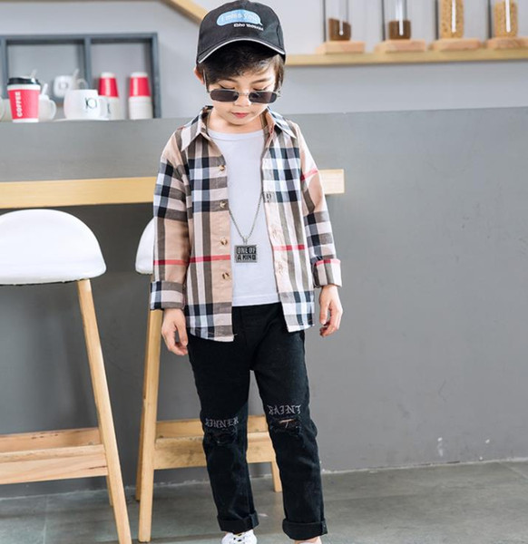 classic Plaid Shirt for boys Autumn 2019 Fashion Kids Children Long Sleeve Plaid Cotton Children Autumn elegant shirt Clothing Boys Tops