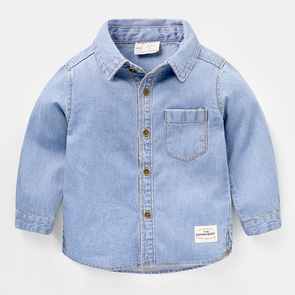 Boy Jeans Long Sleeve Shirt Spring and Autumn Spring Dress Children's Shirt Baby 1-year-old 3-inch Top U10148