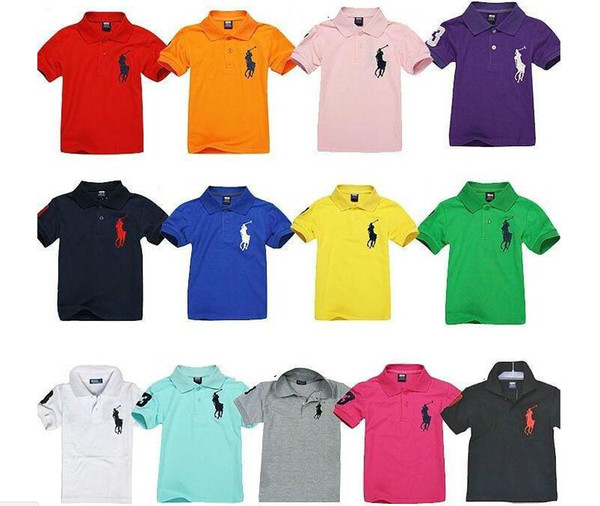 13 colors summer boys polo shirt short sleeve children Breathable Summer tops kids brand shirts 2-14 boy girl solid color shirt