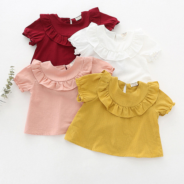 Girls Shirts with Ruffles Cotton Shirts for Girls Vetement Enfant Fille Baby Girl Summer Clothes Summer Princess Top White