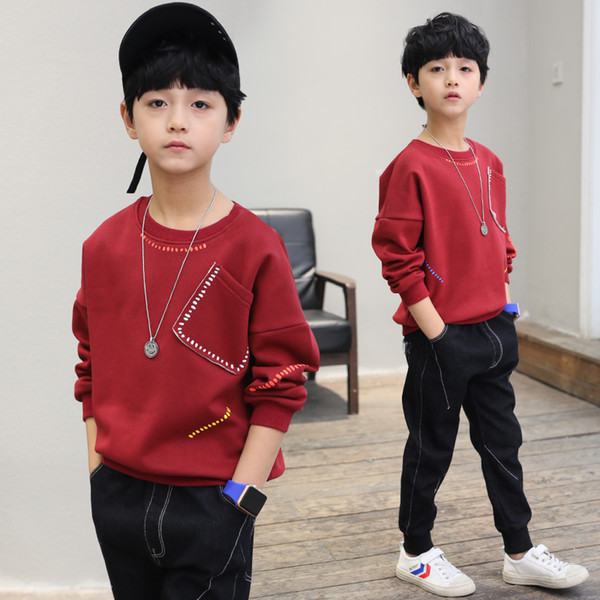 Children's Clothing Boy Autumn and Winter New Plus Velvet Thickening Shirt Bottoming Shirt Casual Top Baby Long Sleeve Winter Sweater