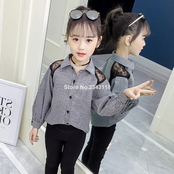 Girls Blouses Plaid Blouse For Girls Long Sleeve Kids Shirt 6 8 12 Years Spring Clothing Teen Children's Shirt Autumn