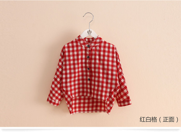 Baby plaid shirt girls Spring and Autumn Children single breasted shirt 90-140cm