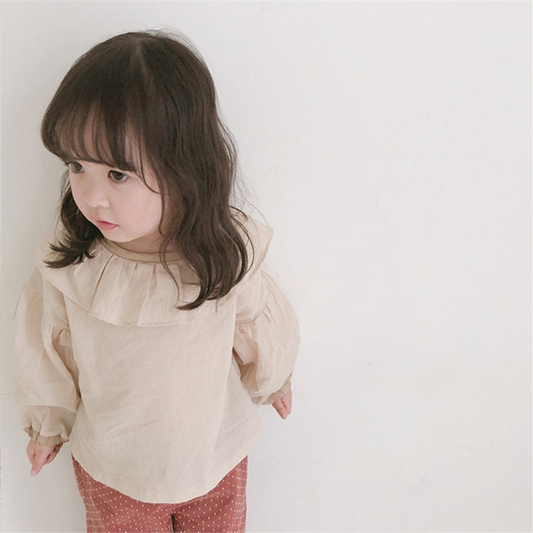 Girls Blouses 2019 Spring Autumn Cotton Shirt For Girls Fashion Doll Collar Long Sleeves Shirts Newborn Baby Clothing Tops