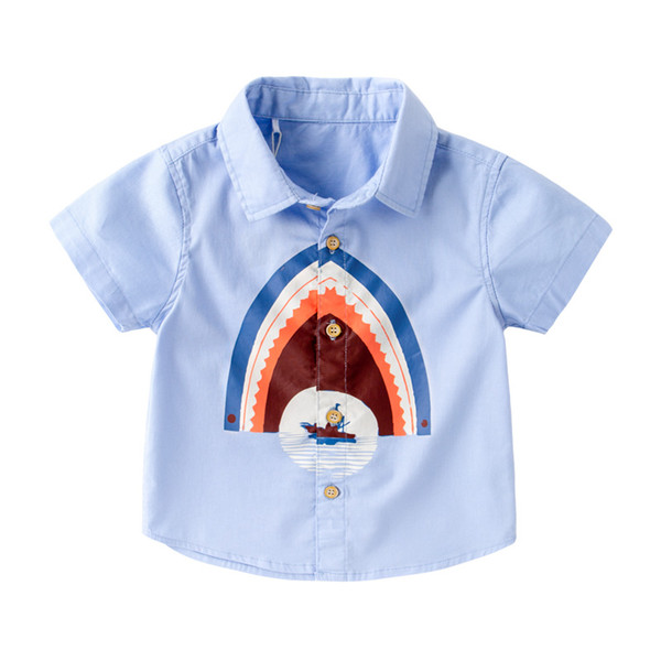 Fashion Summer Children's Short-sleeved Shirts 2019 New Boys' Lapel Shirts Children's Summer Blouses Cartoon Clothing