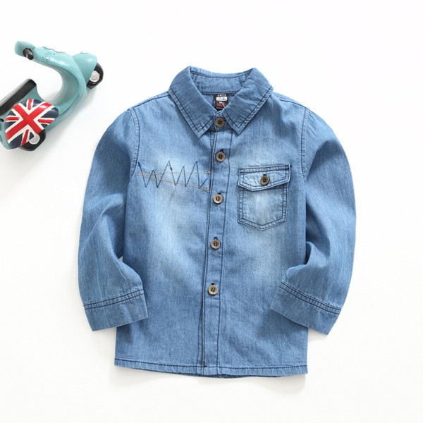 Denim Shirt Boys 2018 Spring Summer New Arrival Fashion Boy. School Clothes Children Blue Blusas High Quality