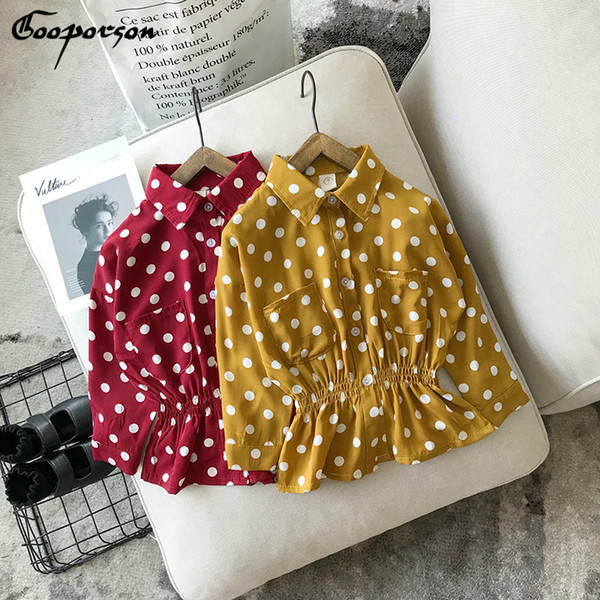 Girls Blouse Shirt Dot Wine Red Long Sleeve Chiffon Shirt for Baby Girl Spring Clothing Slim Blouse Baby Clothes Shirts