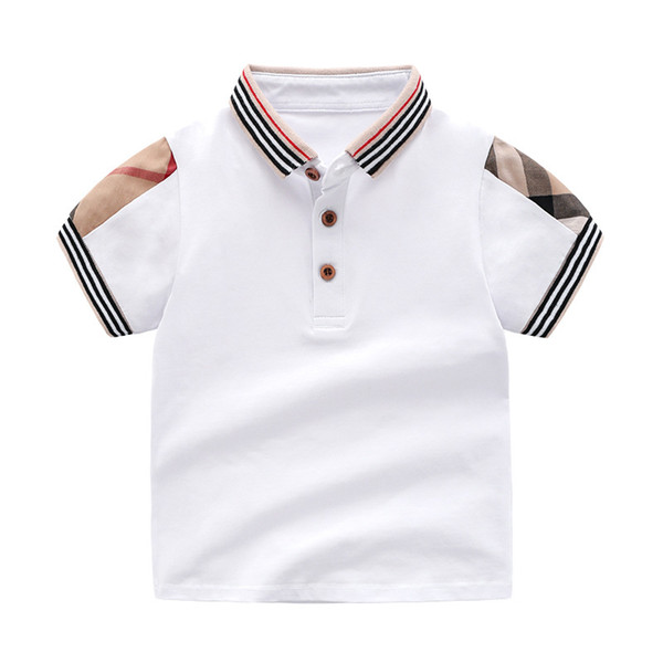 Birthday Gift Summer Baby Shirts Fashion Striped White Kids Tops for Beach Cotton Breathable Tide Brand Shirt Short Sleeve Tees