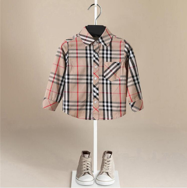 plaid shirt 2018 European and American NEW arrival autumn long Sleeve Lapel shirt high quality pure cotton boys small plaid shirt