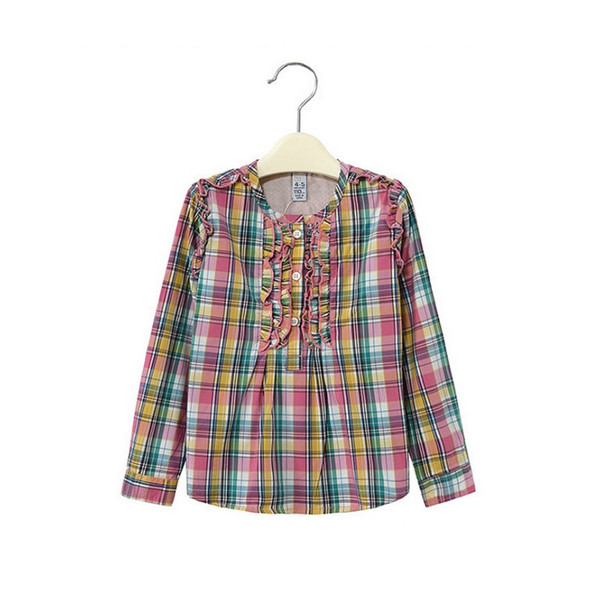 Grid Girls Shirts Plaid Check Children's Clothing Long Shirt Blouses 2019 Spring Tops 2-10 Years Kids T-Shirts Tops Jumpers