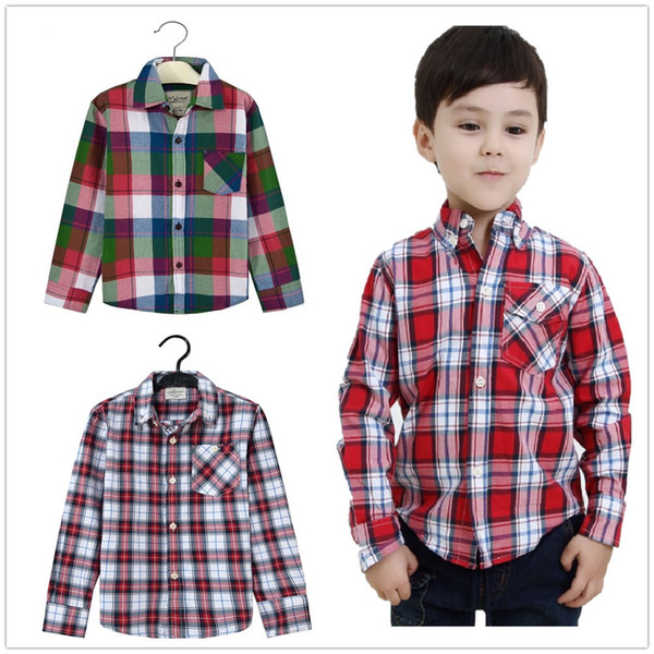 Red Checked Baby Boys Shirts Plaid Children Clothes 2019 Spring Long Shirt Blouses Tops 3-10 Years Kids Tee Shirts Cotton Outfit