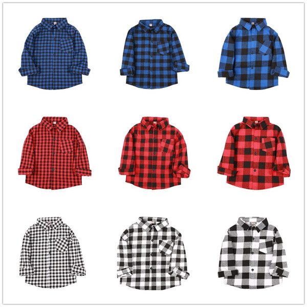 Fashion Baby Boys Shirts Cotton Children Plaid Tee Shirt Checked Boys T-Shirt Kid Blouses Overshirt Girls Clothes Tops 2-9 Years