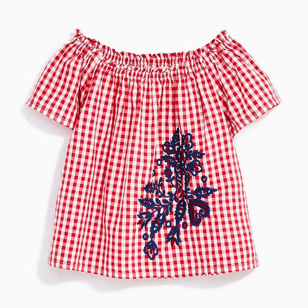 Tops blouse button down casual checked clothes the baby blouses for girls summer children clothing for girls pullover China factory