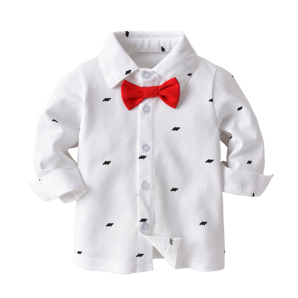 2018 winter baby shirt white shirts for boy children clothes cotton long sleeve solid color Christmas gift babyshirt kid clothing blouses