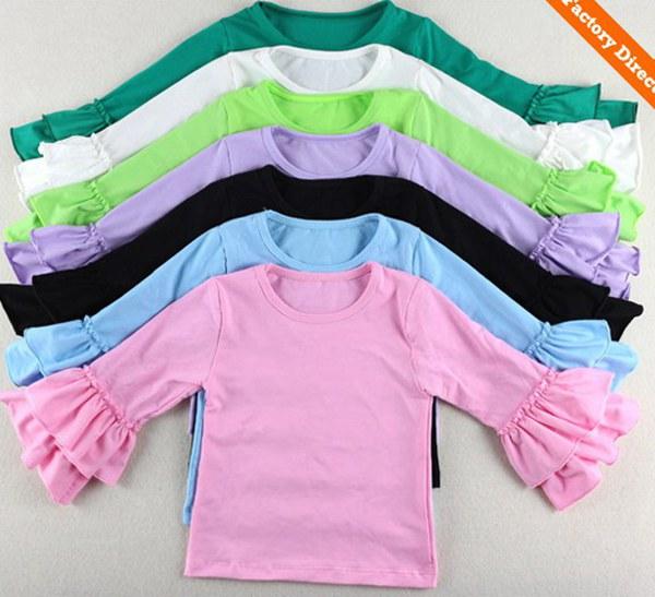 Hot Sale Kids Wear Harem tops Baby ruffle shirts girls Ruffle outfit long sleeves ins tops Girls Ruffle tutu tops 1-8Y