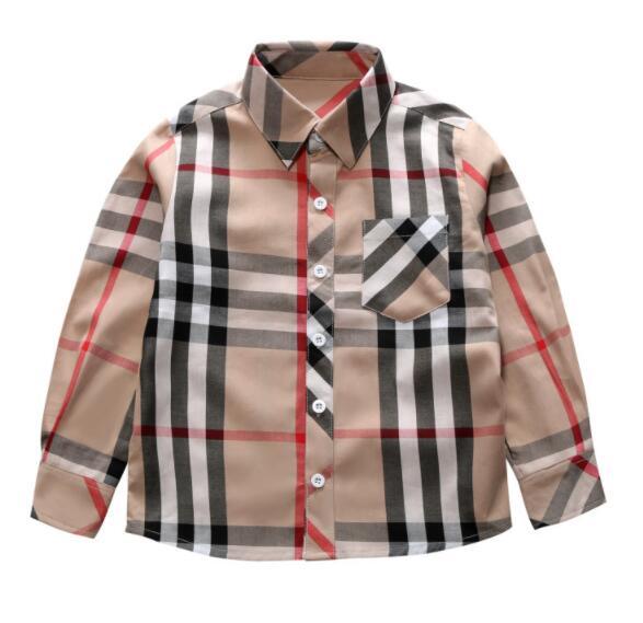 New Fashion Kids Boys Shirts Long Sleeved Cotton Classic Plaid Baby Blouse Spring Autumn Children Clothing