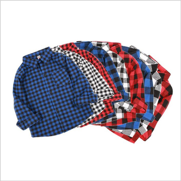 Baby Boys Clothes Girls Shirts Boy Plaid Blouse T Shirts Kids Cotton Spring Tops Fashion Long Sleeve Tees 2019 Kids Designer Clothes B4164