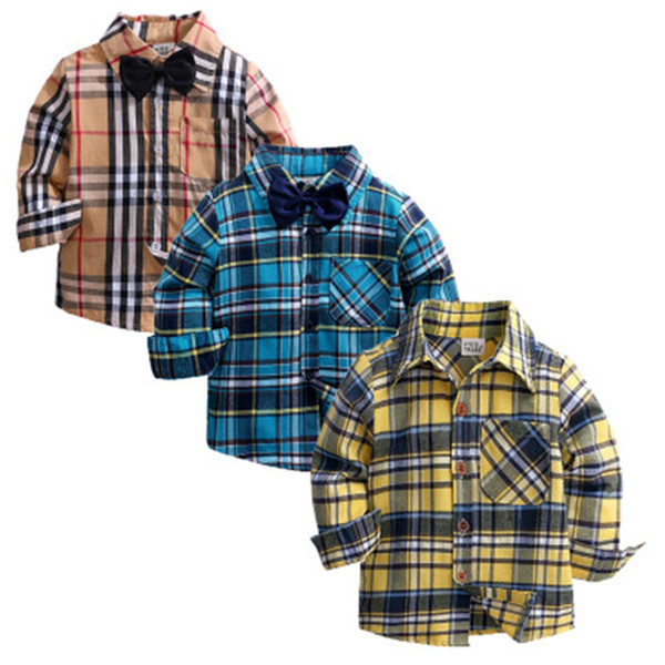 2018 new British wind children's clothing children's plaid long-sleeved shirt spring and autumn boys long-sleeved shirt