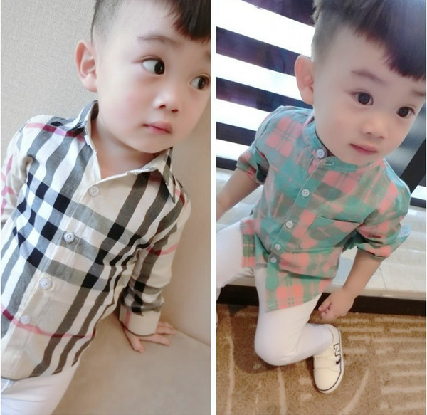 Cute Baby Kids Boys Girls Long Sleeve Shirt Plaids Checks Tops Blouse New Fashion boy Clothes