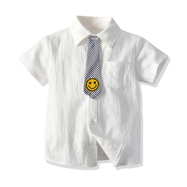 kids summer clothes boys Shirts smiling face tie Short Sleeve Kids Shirts boys clothing kids clothing Child Shirt Best Shirts A3359