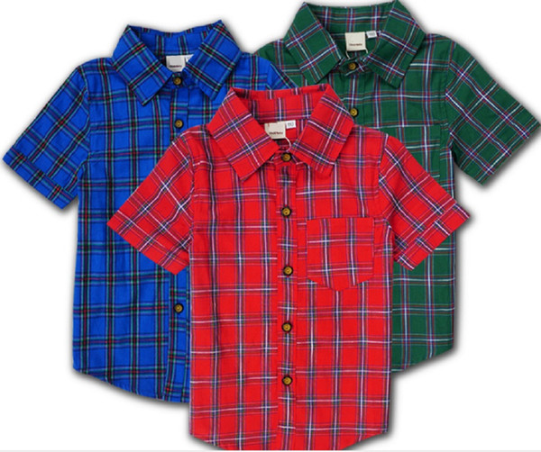 Boys Clothing Short Plaid Shirt Button-Down Tops