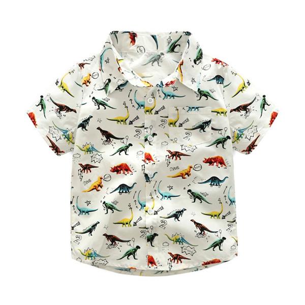 Kid Boys Dinosaur Short Sleeve Shirt Summer Baby Boys Animal Top T-shirt Toddler Clothing Preppy Kids Clothes 1-6Y