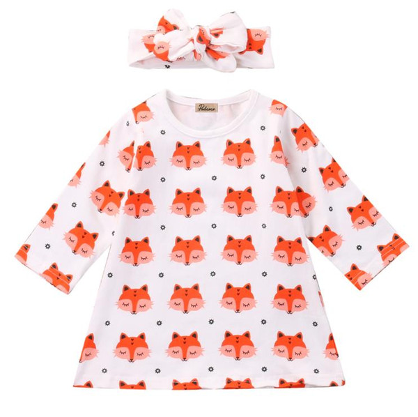 Cute Baby Girls Cute Animal Long Sleeve Fox Newborn Baby Girls Tops Long Sleeve Cotton Blouse