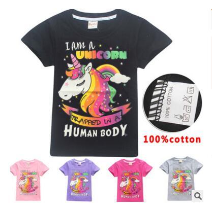 Unicorn T-shirts Baby Kids Short Sleeve Girls Cotton T Shirt Boys Unicorn Cartoon O-neck Top Kids Clothing 6 Styles DHL Free Shipping