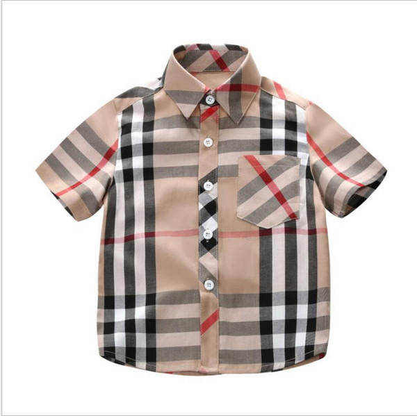 Children short sleeve T-shirt kindergarten kids boy girl POLOS parent-child polo shirt customize print lattice color summer shirt top tees