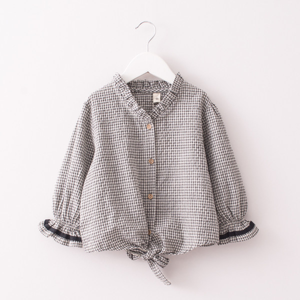 Kids Long Sleeve Casual Shirt Clothing Baby Girls Spring autumn Mandarin collar blouse Children plaid Shirt Clothes