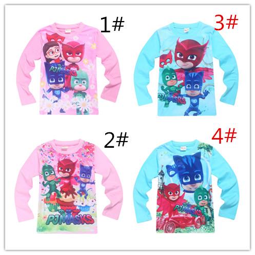 Spring / Autumn New Kids PJMS Tops Masks Boys and Girls Long Sleeved Shirts Shirt for 3-9y