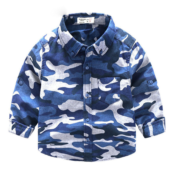 School Kids Shirts Children Clothing 2018 Baby Costume Style Autumn Spring Little Boys Camouflage Cotton Long Sleeve Shirt