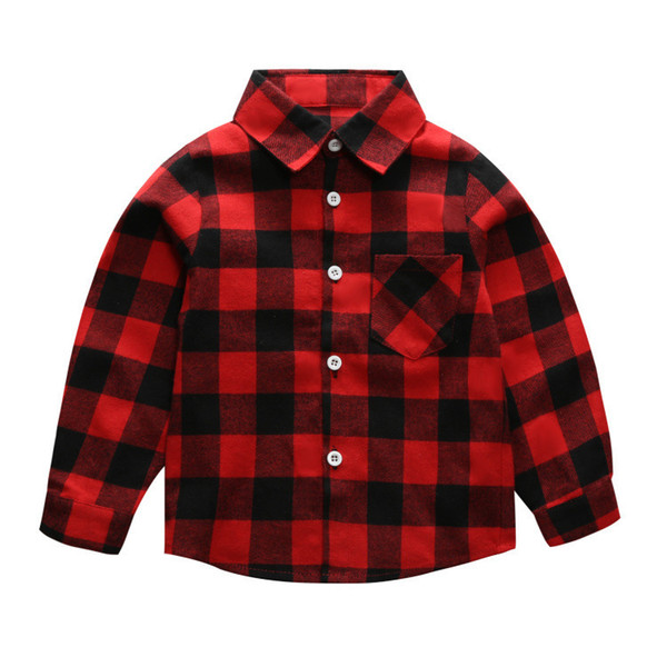 Boys Long Sleeves Shirt Pure Cotton Lattice Foreign Trade Male Treasure Shirt Children Jacket