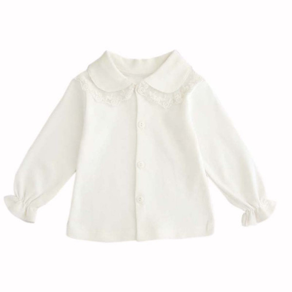 0-24M Baby Girl Cute Turn-down Collar Long Sleeve Lace Blouse Button Down Shirt Children's Clothing For Girls