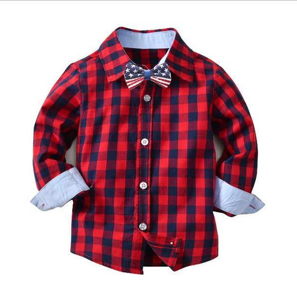 2021 Handsome look Boy Red Checkered Shirt Contrast Color Black Checks Shirts Mix Different Size 10pcs/lot