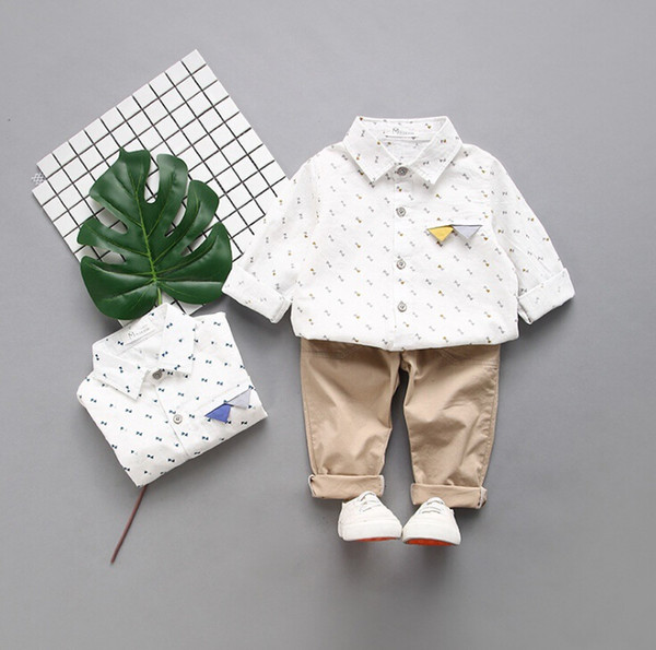 Summer Baby Boys Tops Gentleman Style Kids Lovely Shirt Casual Suits Children Clothing Tops