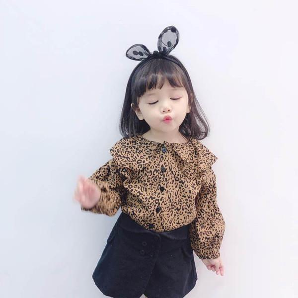 Fashion leopard Girls Shirts Long Sleeve Girls Tops Blouses Kids Tshirt kids designer clothes kids clothes girls clothes