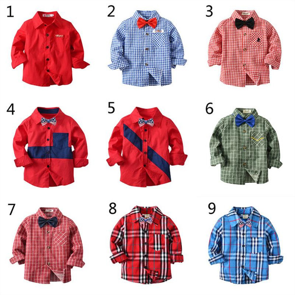 9 Style Boys Girls INS dot shirt 2018 New Children lapel Long sleeves shirt Baby gentleman's tops for 3~8years TO909