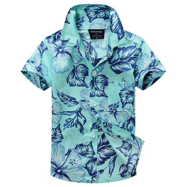 Wholesale-2015 new arrival free shipping cotton 100% floral shirt hawaiian shirt aloha shirt for boy T1509