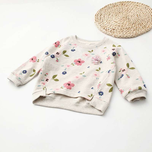 Kids Children Sweatshirt New Girls Boys Flower Print Pullover Baby Warm Coat Cotton Tops Fashion Clothes Long Sleeves 2-7Y