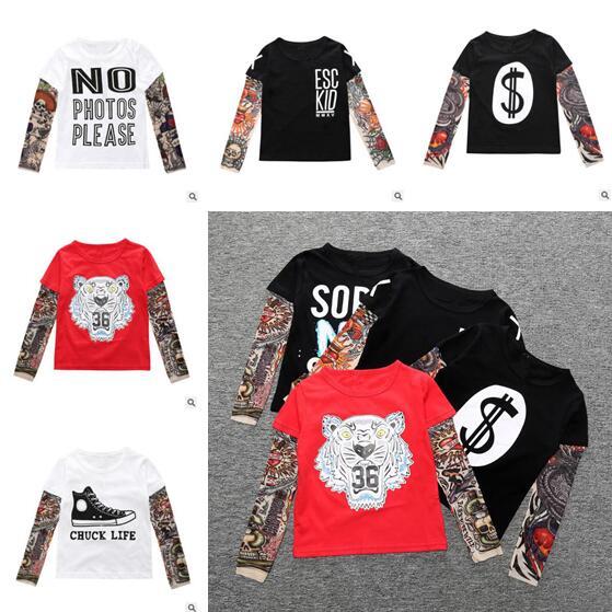 T Shirt Tattoo Sashimi Long Sleeve Kids Patterns Printed Cotton T shirt Hip hop Style Children Tees Children Free Shipping