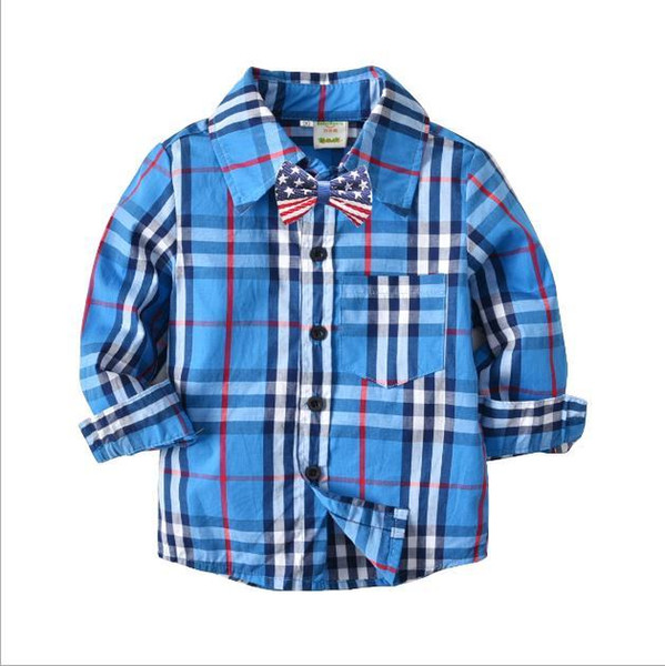 2019 Children's Pure Cotton Long Sleeve Shirt Spring and Autumn Open Shirt Baby Sulanger Long Sleeve Shirt 90-140cm