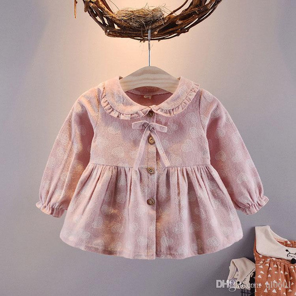 Princess Dress Spring Lovely Children's Lapel turn-down collar Dresses and Shirts Pure Catton kinds of colors Free Shoppin