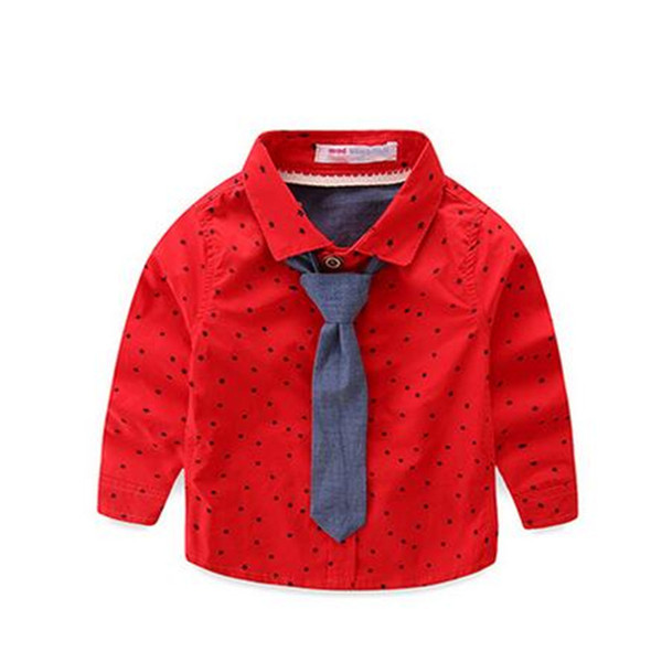 Boy baby tie shirt 2018 Korean version of the new boy children's clothing children's stars long-sleeved shirt boy banquet suit shirt