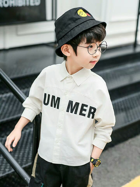 Boy's Shirt Spring Garment 2019 New Kids'Cotton Long Sleeve White Shirt in Korean Chaozhou Children's Garment in Spring and Autumn