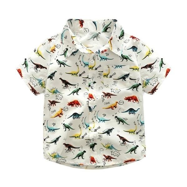 Baby Boy Tee Shirt T Shirt Short Sleeve Casual Top Dinosaur Printed Summer Autumn