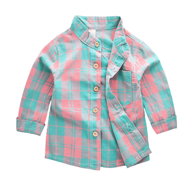 C03201803232225 Spring 2018 new arrivals children's wear children's plaid cotton and linen double-layer gauze breathable long-sleeve shirt