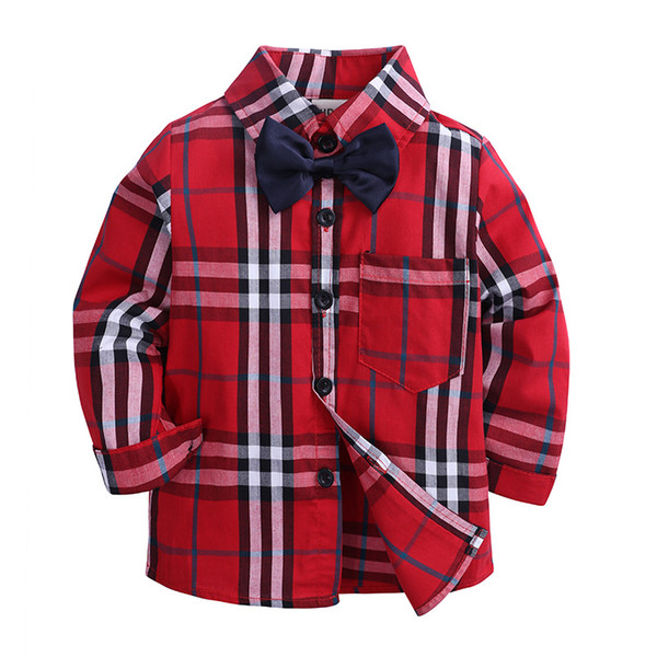 Cute Baby Kids Boys Girls Long Sleeve Shirt Plaids Checks Tops Blouse New Fashion Clothes KS-112